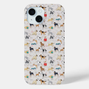 Schattige Dogs Pattern Design Wit