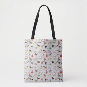 Schattige Dogs Pattern Design Wit Draagtas
