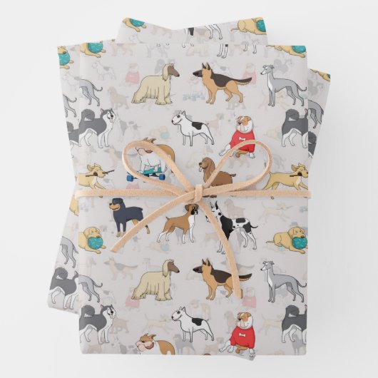 Schattige Dogs Pattern Design Wit Inpakpapier Vel (In situ)