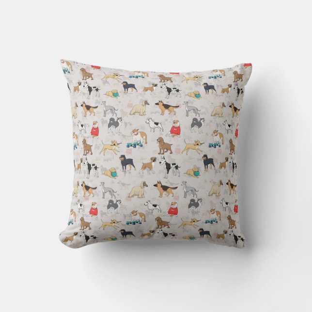 Schattige Dogs Pattern Design Wit Kussen (Voorkant)