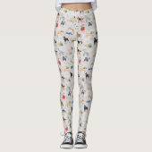 Schattige Dogs Pattern Design Wit Leggings (Voorkant)