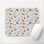 Schattige Dogs Pattern Design Wit Muismat (Met muis)