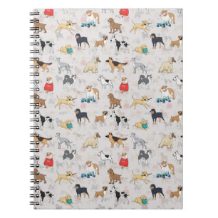 Schattige Dogs Pattern Design Wit Notitieboek