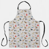 Schattige Dogs Pattern Design Wit Schort (Voorkant)