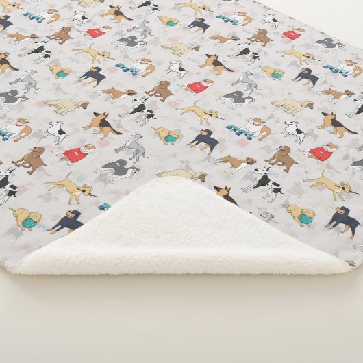 Schattige Dogs Pattern Design Wit Sherpa Deken (3/4)