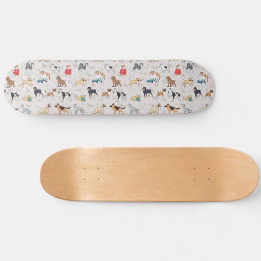 Schattige Dogs Pattern Design Wit Skateboard (Horizontaal)