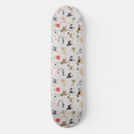 Schattige Dogs Pattern Design Wit Skateboard (Voorkant)