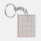 Schattige Dogs Pattern Design Wit Sleutelhanger (Voorkant Links)