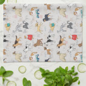 Schattige Dogs Pattern Design Wit Theedoek (Gevouwen)