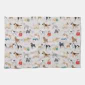 Schattige Dogs Pattern Design Wit Theedoek (Horizontaal)