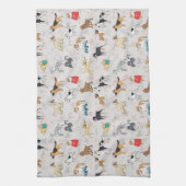 Schattige Dogs Pattern Design Wit Theedoek (Verticaal)