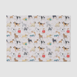 Schattige Dogs Pattern Design Wit Tissuepapier