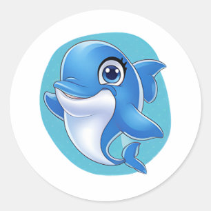 Schattige Dolfijn Sticker - Schattigee Cartoon Oce