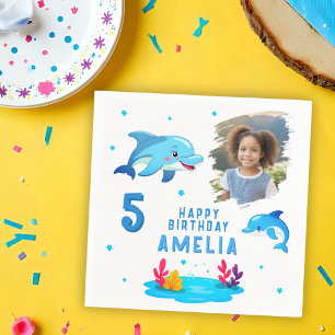 Schattige Dolfijn Zee Dieren Foto Verjaardagsfeest Servet