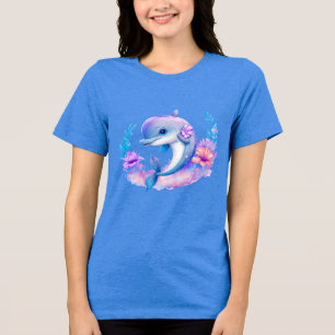 Schattige Dolfijn Zeewezen Tri-Blend Shirt