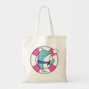 Schattige Dolfijn Zeiler Met Reddingsboei Tote Bag