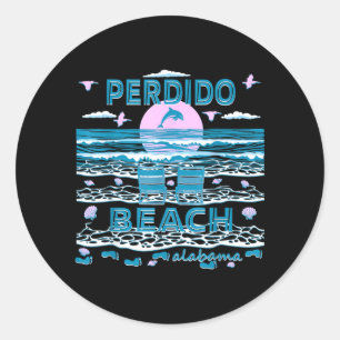 Schattige Dolfijnliefhebber Familie Perdido Beach Ronde Sticker