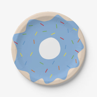 Schattige donut (blauw) papieren bordje