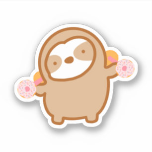Schattige Donut Gym Workout Luiaard Sticker
