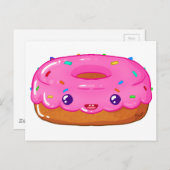 schattige donut kawaii briefkaart (Voorkant / Achterkant)