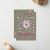 schattige donuts unicorn Valentijnsdag Notitiekaartje (Voorkant / Achterkant in situ)
