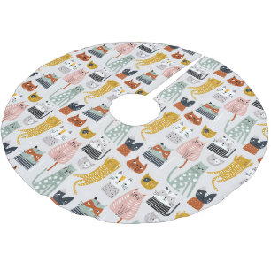 Schattige Doodle Hand getrokken kattenpatroon Kerstboom Rok