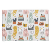 Schattige Doodle Hand getrokken kattenpatroon Kussensloop (Voorkant-Rechts)