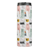 Schattige Doodle Hand getrokken kattenpatroon Thermosbeker (Achterkant)