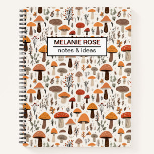 Schattige Doodle Mushrooms Pattern   Spiraal Notit Notitieboek