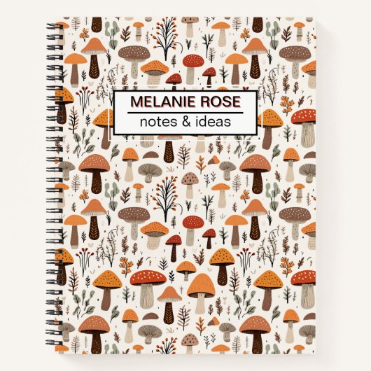 Schattige Doodle Mushrooms Pattern | Spiraal Notit Notitieboek (Voorkant)
