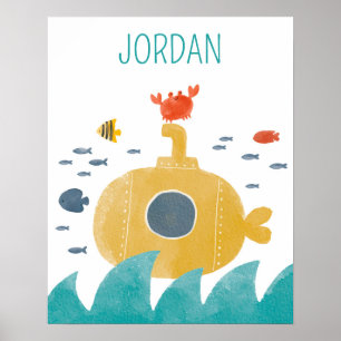 Schattige Doodle Onderzeeër Ontdekken Poster