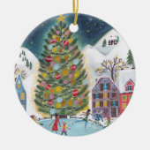 Schattige Dorp Eerste Kerstmis als grootouders Fot Keramisch Ornament (Voorkant)