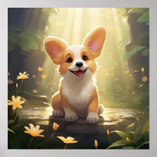 Schattige Downloadbare Welsh Corgi Poster