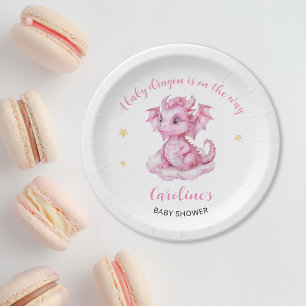 Schattige Draak Baby Shower Papieren Bordje