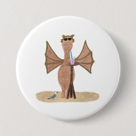 Schattige Draak op het Strand Ronde Button 7,6 Cm