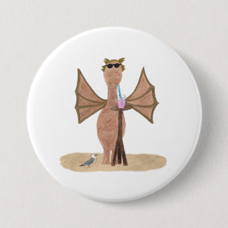 Schattige Draak op het Strand Ronde Button 7,6 Cm