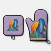 schattige draak ovenwant & pannenlap set (Voorkant)