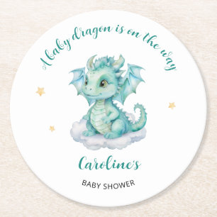 Schattige Dragon Baby shower Ronde Kartonnen Onderzetter