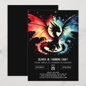 Schattige Dragon Birthday Printable Kaart (Voorkant / Achterkant)