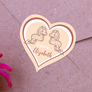 Schattige Dragon Chinees Valentijnsdag Roze Hart Sticker