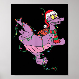 Schattige Dragon Figment Lights Christmas Santa An Poster