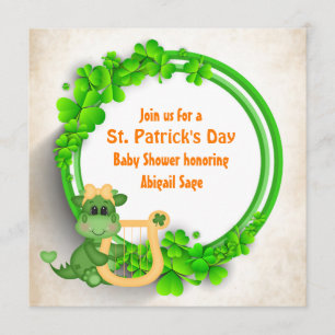 Schattige Dragon St Patrick's Day Girls Baby showe Kaart