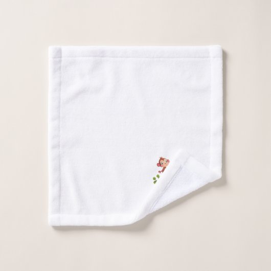 Schattige Drie Apen en Gouden Monogram op Wit Bad Handdoek (Wasdoekje)