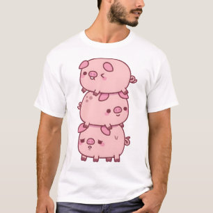 Schattige drie biggetjes bij elkaar gestapeld t-shirt