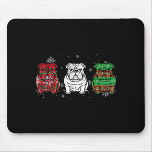 Schattige drie Engelse Bulldog Kerst voor vrouwen  Muismat