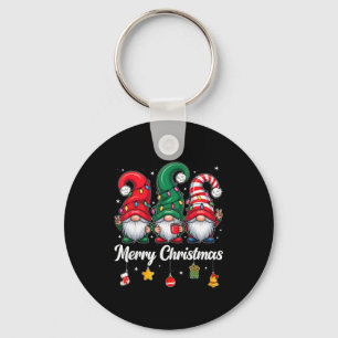 Schattige Drie Kabouters Prettig Kerstmis Vrouwen Sleutelhanger