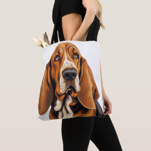 SCHATTIGE DRIEKLEURIGE BASSETHOND DRAAGTAS