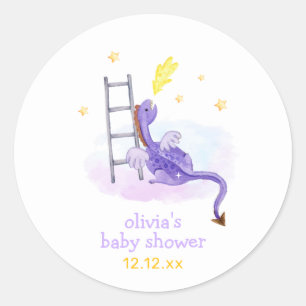 Schattige Dromerig Sprookje Dragon Stars Baby show Ronde Sticker