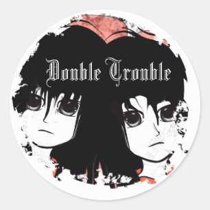 Schattige Dubbele Problemen Anime Twin Girls Anime Ronde Sticker