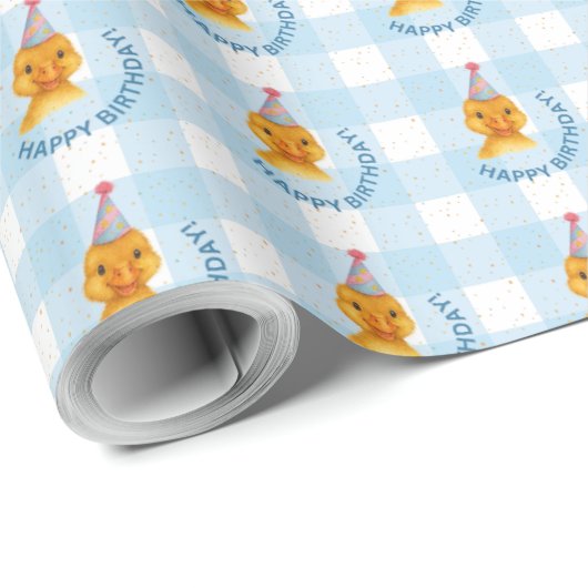 Schattige Duckling Verjaardagsfeestje Verpakkingsp Cadeaupapier (Rol Hoek)